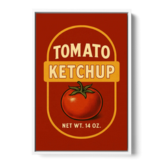 Vintage Tomato Ketchup - White Framed Canvas Wall Art - Front