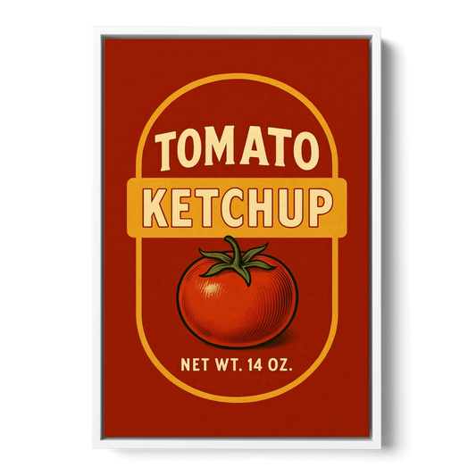 Vintage Tomato Ketchup - White Framed Canvas Wall Art - Front