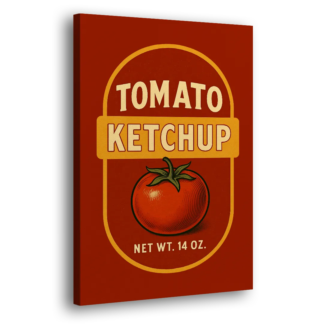 Vintage Tomato Ketchup Side - Canvas Wall Art