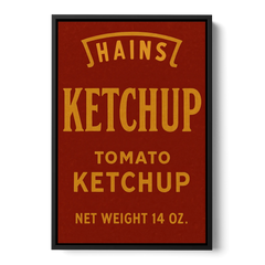 Vintages Hains Tomato Ketchup - Black Framed Canvas Wall Art - Front