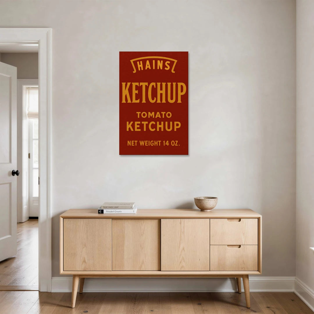 Vintages Hains Tomato Ketchup - Canvas Wall Art - Coffee Table - 24x36