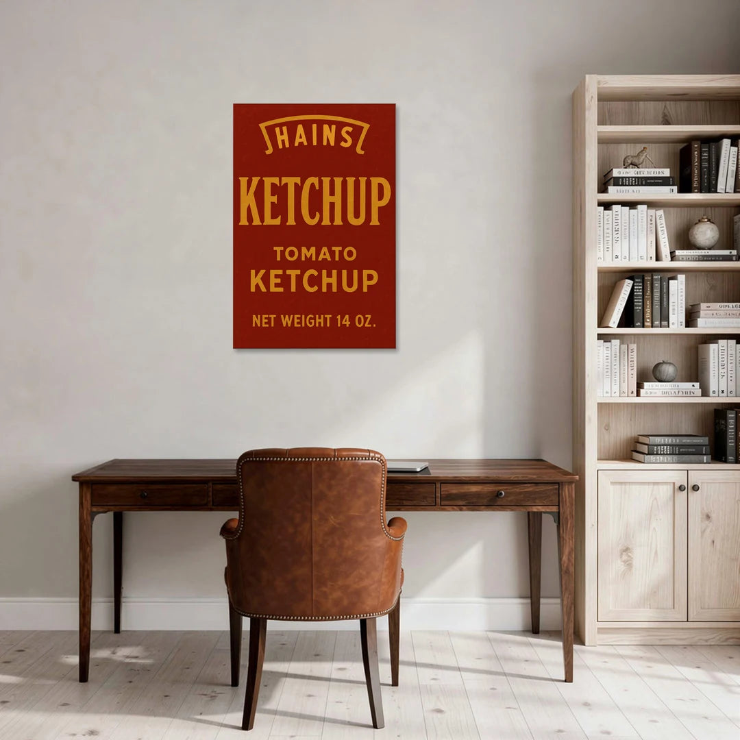 Vintages Hains Tomato Ketchup - Canvas Wall Art - Office - 24x36