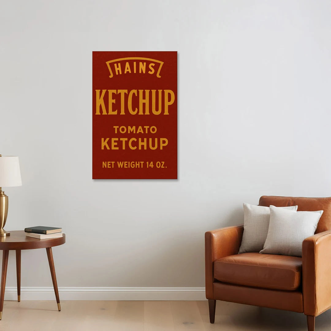 Vintages Hains Tomato Ketchup - Canvas Wall Art - Sofa - 24x36