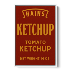 Vintages Hains Tomato Ketchup - White Framed Canvas Wall Art - Front