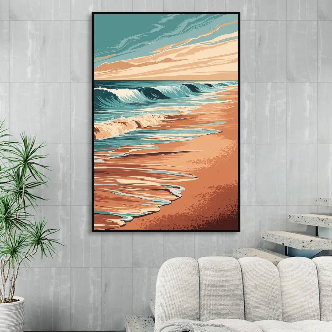 Virginia Beach Atlantic Waves Living Room - Black Canvas Wall Art