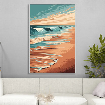 Virginia Beach Atlantic Waves Living Room - White Canvas Wall Art