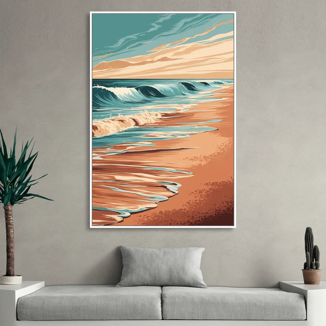 Virginia Beach Atlantic Waves Sitting Room - White Canvas Wall Art