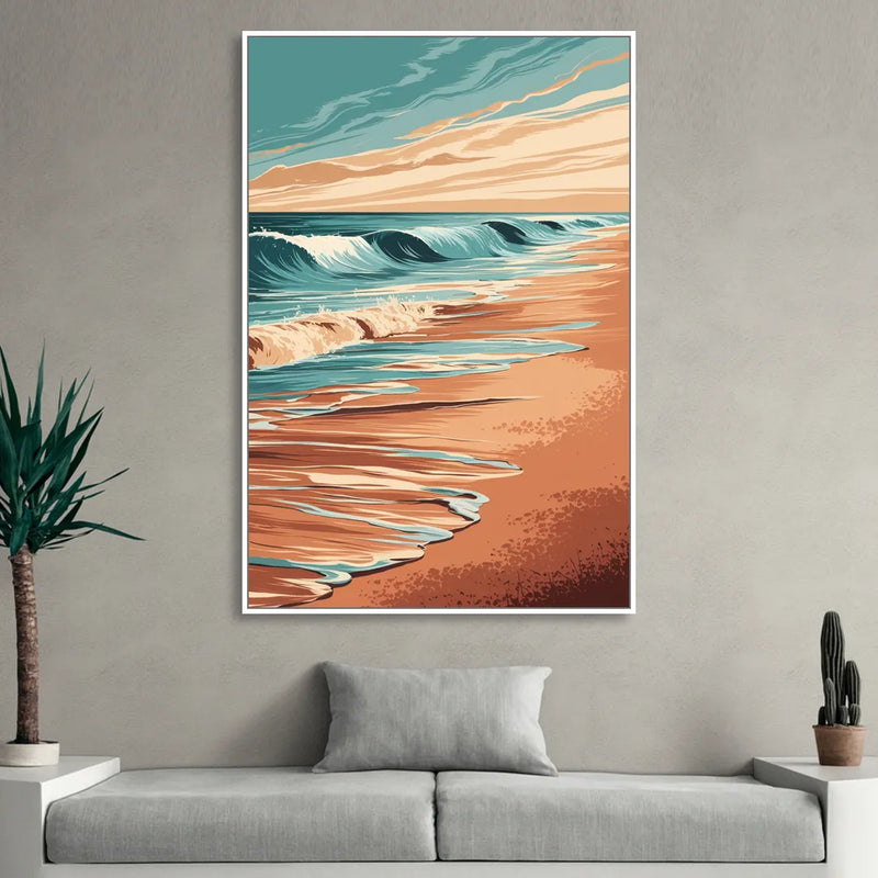 Virginia Beach Atlantic Waves Sitting Room - White Canvas Wall Art