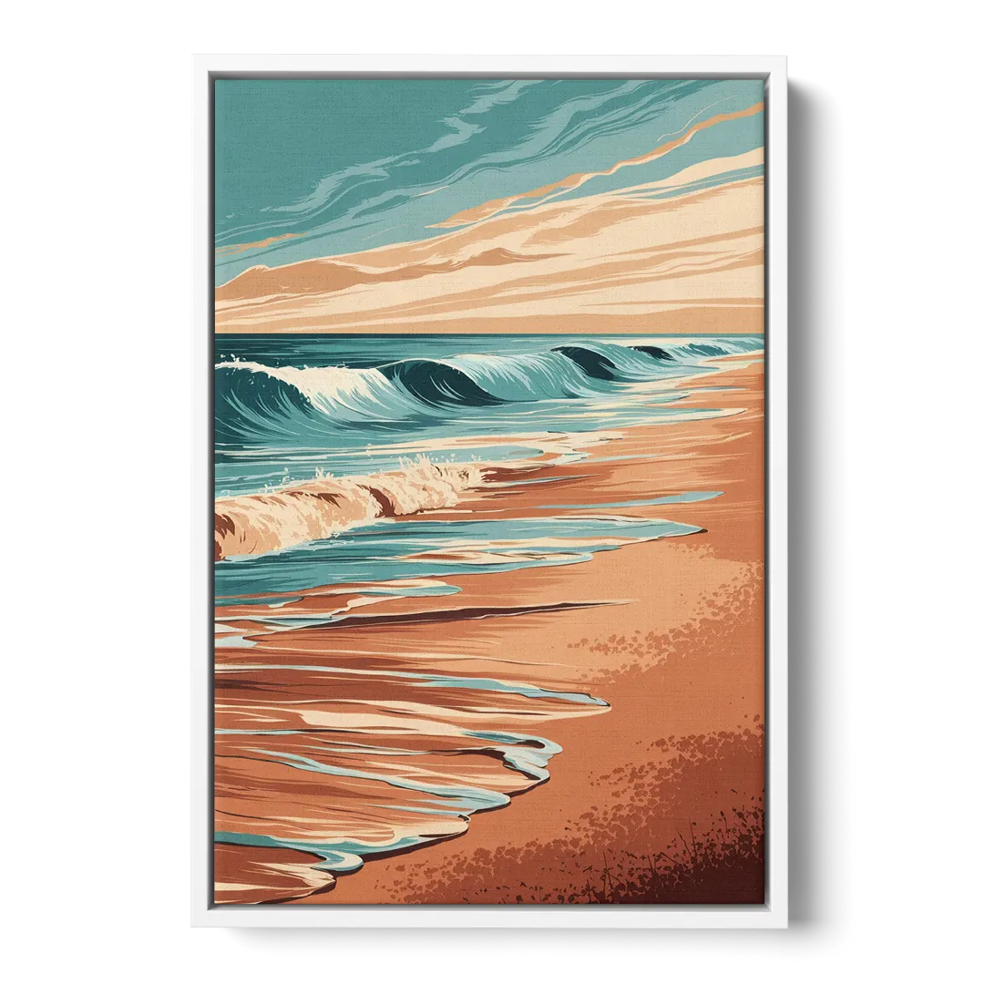 Virginia Beach Atlantic Waves Front - White Canvas Wall Art