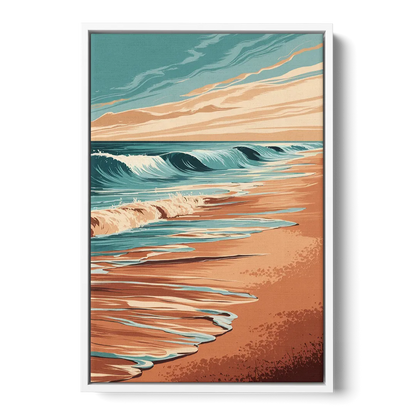Virginia Beach Atlantic Waves Front - White Canvas Wall Art