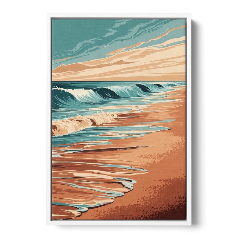 Virginia Beach Atlantic Waves Front - White Canvas Wall Art