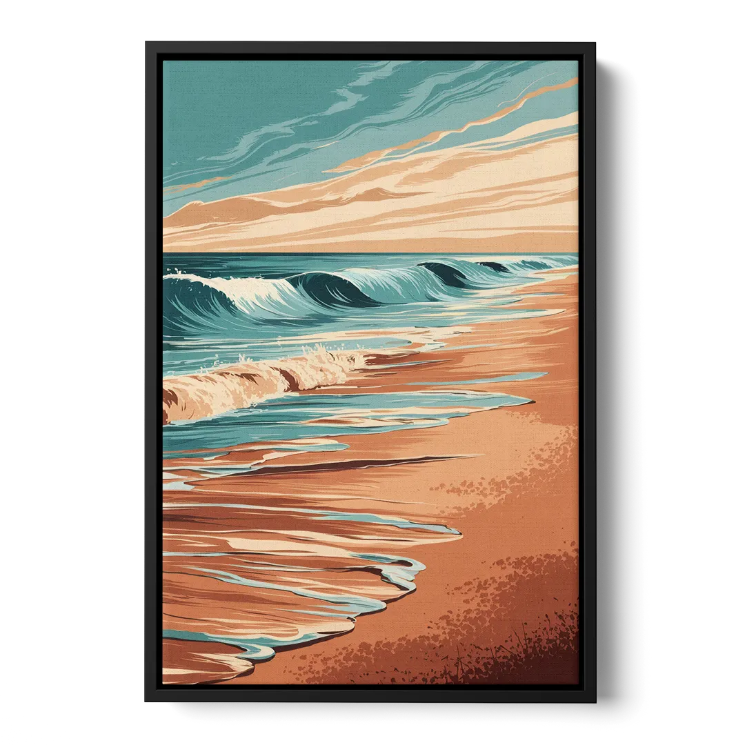 Virginia Beach Atlantic Waves Front - Black Canvas Wall Art