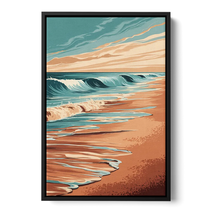 Virginia Beach Atlantic Waves Front - Black Canvas Wall Art