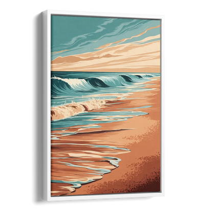 Virginia Beach Atlantic Waves Side - White Canvas Wall Art