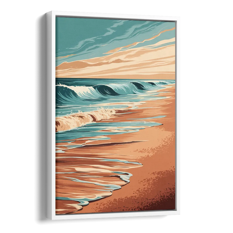 Virginia Beach Atlantic Waves Side - White Canvas Wall Art