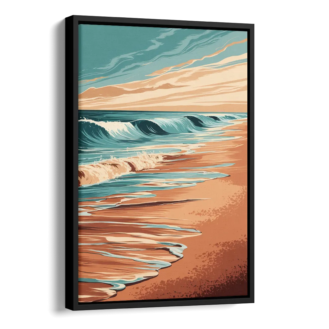 Virginia Beach Atlantic Waves Side - Black Canvas Wall Art