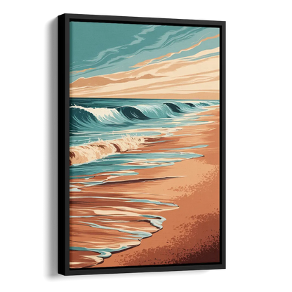 Virginia Beach Atlantic Waves Side - Black Canvas Wall Art