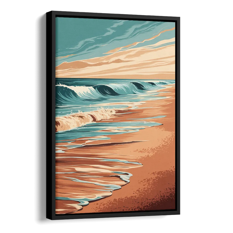 Virginia Beach Atlantic Waves Side - Black Canvas Wall Art