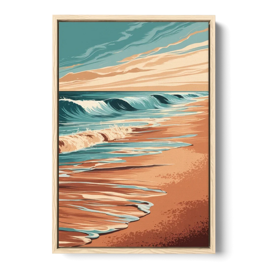 Virginia Beach Atlantic Waves - Oak Framed Canvas Wall Art - Front