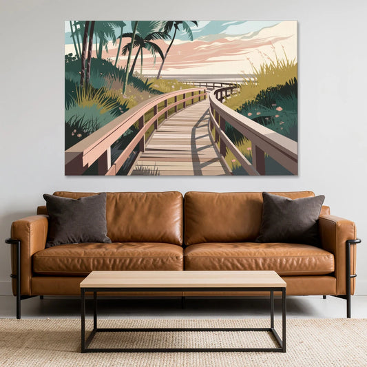 Virginia Beach Boardwalk Bliss - Canvas Wall Art - Sofa - 60x40