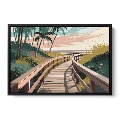 Virginia Beach Boardwalk Bliss Front - Black Canvas Wall Art