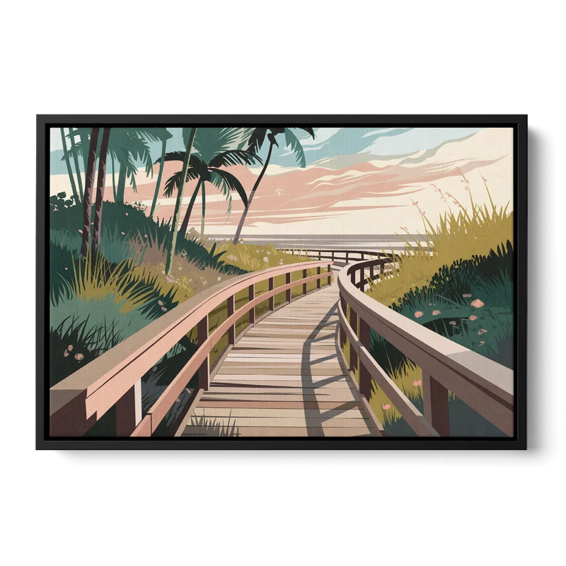 Virginia Beach Boardwalk Bliss Front - Black Canvas Wall Art