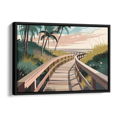 Virginia Beach Boardwalk Bliss Side - Black Canvas Wall Art