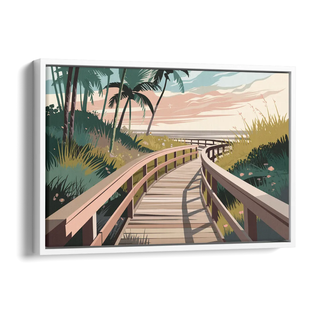 Virginia Beach Boardwalk Bliss Side - White Canvas Wall Art