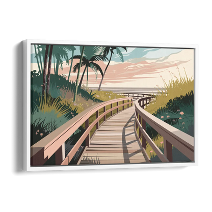 Virginia Beach Boardwalk Bliss Side - White Canvas Wall Art