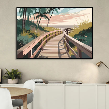 Virginia Beach Boardwalk Bliss Living Room - Black Canvas Wall Art