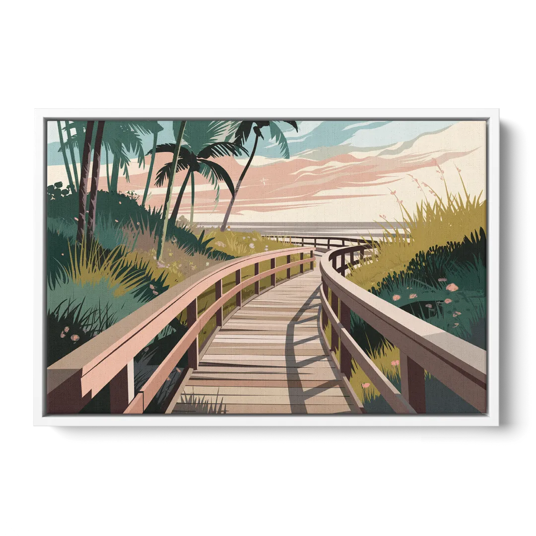 Virginia Beach Boardwalk Bliss Front - White Canvas Wall Art