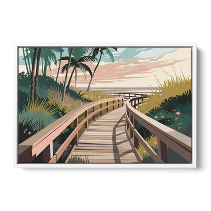 Virginia Beach Boardwalk Bliss Front - White Canvas Wall Art
