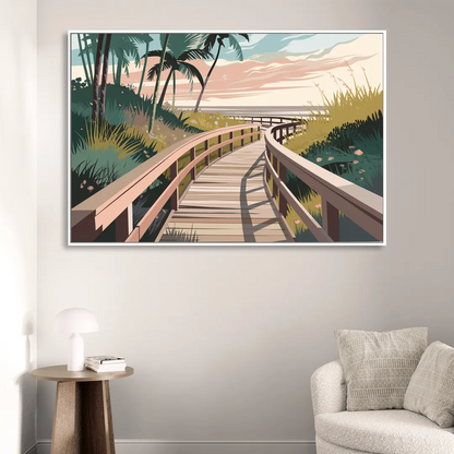 Virginia Beach Boardwalk Bliss Living Room - White Canvas Wall Art