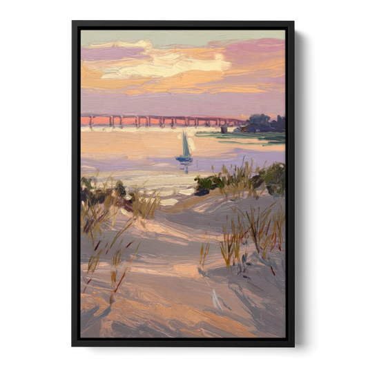Virginia Beach Chesapeake Bay Views - Black Framed Canvas Wall Art - Front