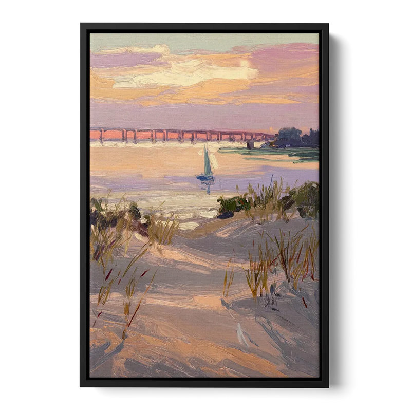 Virginia Beach Chesapeake Bay Views Front - Black Canvas Wall Art