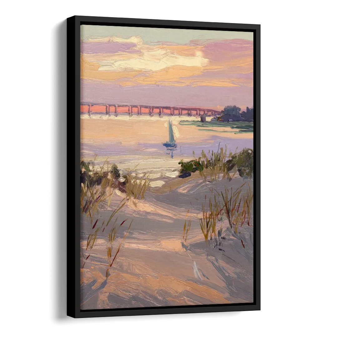 Virginia Beach Chesapeake Bay Views Side - Black Canvas Wall Art
