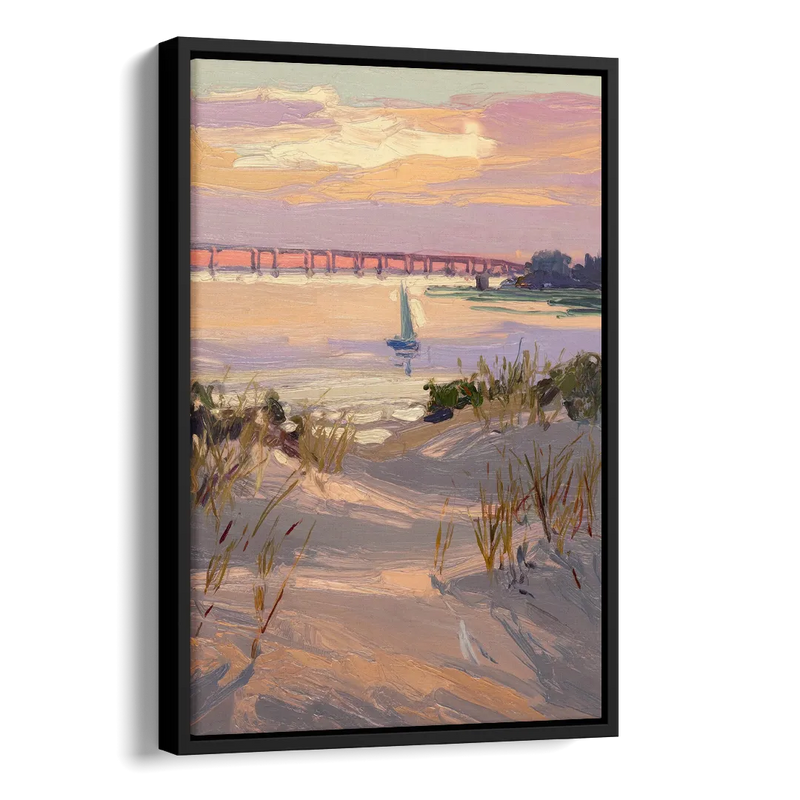 Virginia Beach Chesapeake Bay Views Side - Black Canvas Wall Art