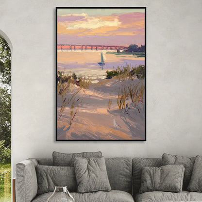 Virginia Beach Chesapeake Bay Views Sitting Room - Black Canvas Wall Art