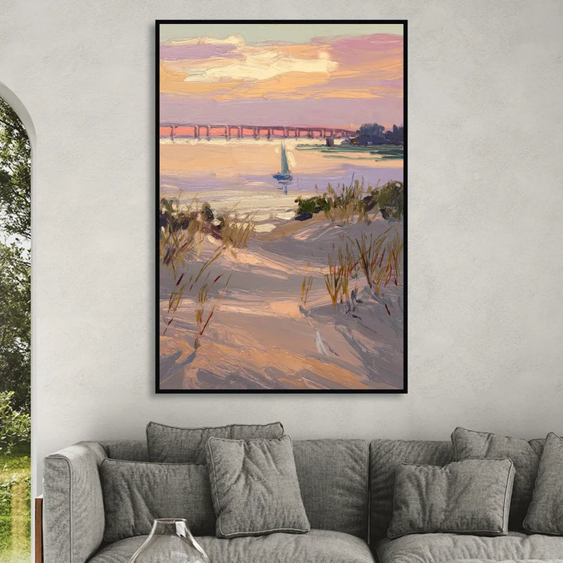 Virginia Beach Chesapeake Bay Views Sitting Room - Black Canvas Wall Art