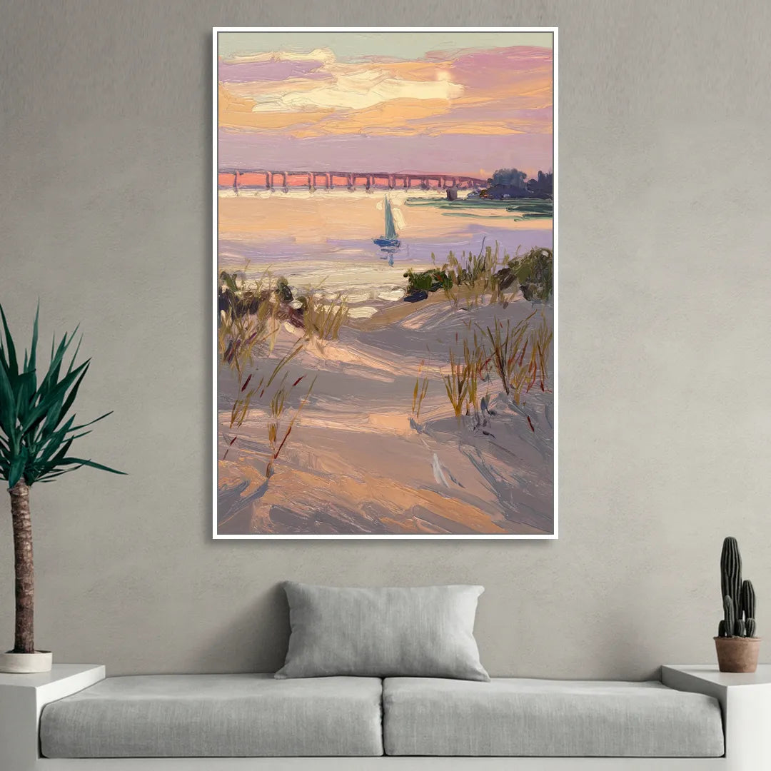 Virginia Beach Chesapeake Bay Views Living Room - White Canvas Wall Art