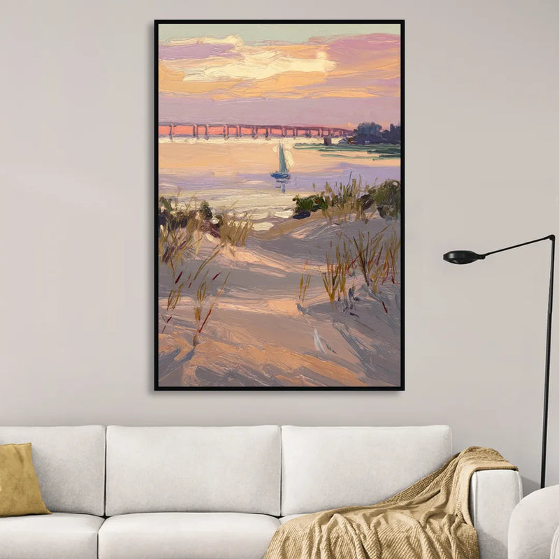Virginia Beach Chesapeake Bay Views Living Room - Black Canvas Wall Art