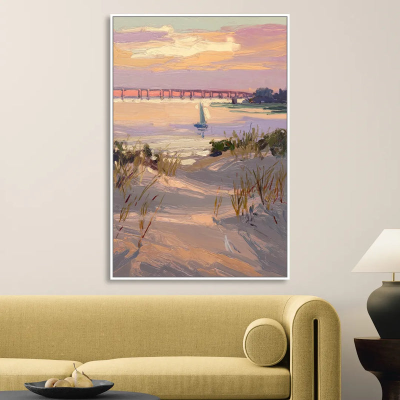 Virginia Beach Chesapeake Bay Views Sitting Room - White Canvas Wall Art