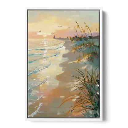 Virginia Beach Coastal Sunrise Front - White Canvas Wall Art