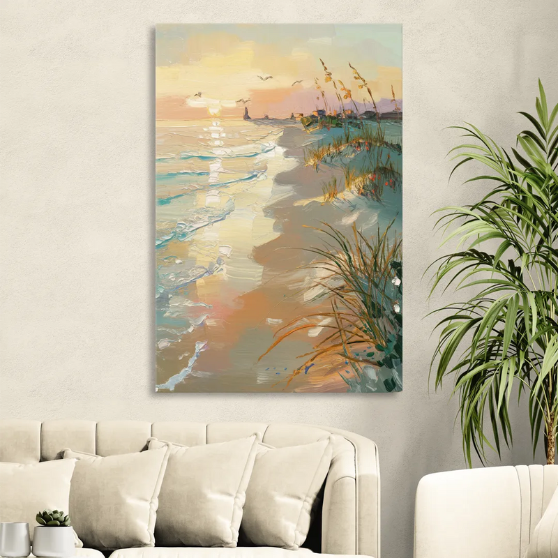 Virginia Beach Coastal Sunrise Living Room - Canvas Wall Art