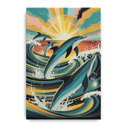 Virginia Beach Dolphins in Motion Front - Canvas Wall Art