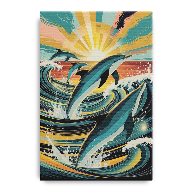 Virginia Beach Dolphins in Motion Front - Canvas Wall Art