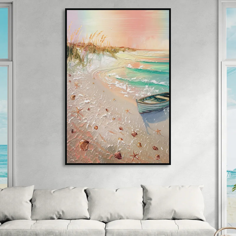 Virginia Beach Nautical Charm Sitting Room - Black Canvas Wall Art