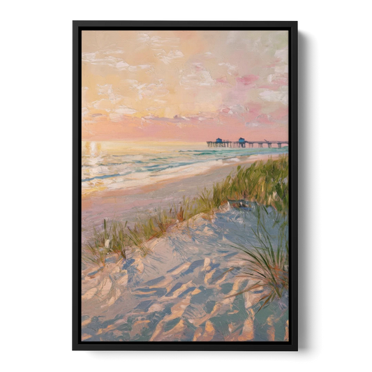Virginia Beach Oceanfront Serenity - Black Framed Canvas Wall Art - Front