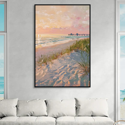 Virginia Beach Oceanfront Serenity Living Room - Black Canvas Wall Art