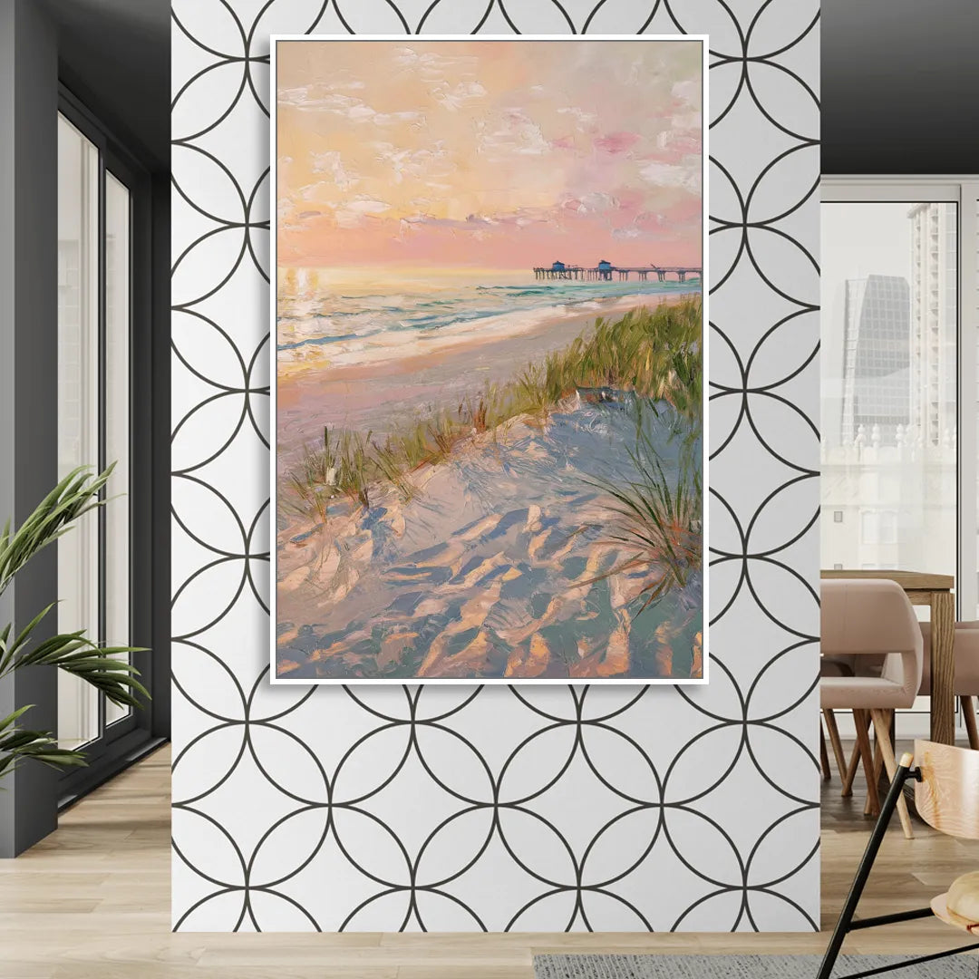 Virginia Beach Oceanfront Serenity Living Room - White Canvas Wall Art